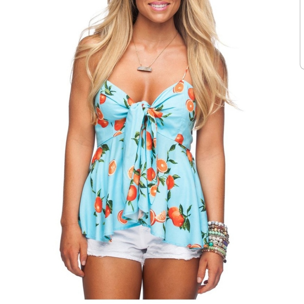 Buddy love Mallory tie strap top in clementine